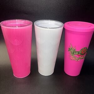 Bundle Lot Set of 3 Reusable Tumbler Cups 2 without lids - no straws